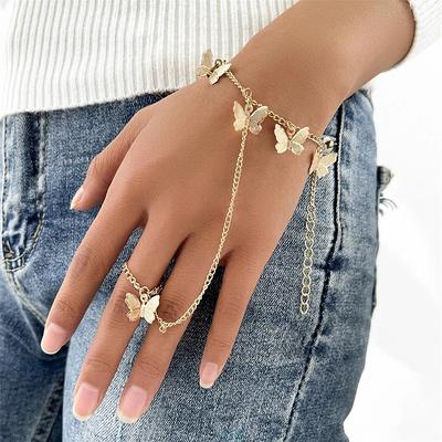 Women's Chain Bracelet Classic Butterfly Fashion Personalized Luxury Elegant Alloy Bracelet Jewelry Gold For Party Evening Holiday Date Birthday Festival