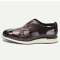 Men's Sandals Leather Shoes British Gentleman Office Career Party Evening Leather Italian Full-Grain Cowhide Breathable Comfortable Slip Resistant Lace-up Black Brown Coffee