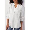 Women's solid color v-neck pocket cotton linen loose large size shirt women