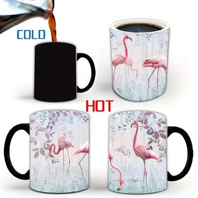Flamingo Color Changing Coffee Mug, Ceramic Coffee Cup, Heat Sensitive Water Cup, Summer Winter Drinkware, Birthday Gifts, Holiday Gifts, Christmas Gifts, New Year Gifts, Valentine's Day Gifts