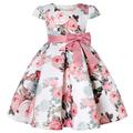 Kids Girls' Dress Party Dress Floral Flower Short Sleeve Performance Wedding Special Occasion Ruched Vacation Fashion Adorable Polyester Midi Party Dress Swing Dress Skater Dress Summer Spring 3-10