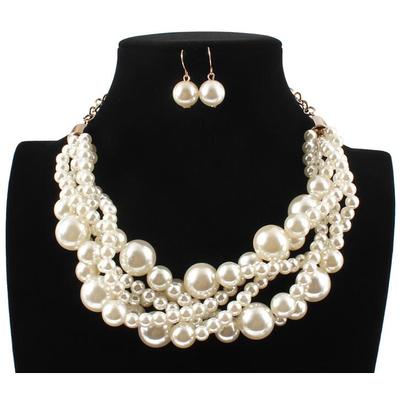 Bridal Jewelry Sets 1 set Pearl Imitation Pearl 1 Necklace Earrings Women's Statement Colorful Cute Layered Love irregular Jewelry Set For Party Wedding