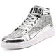 Men's Sneakers Skate Shoes High Top Sneakers Walking Sporty Casual Outdoor Daily PU Wear Proof Lace-up Silver Black Gold Spring Fall