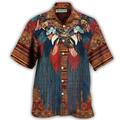 Men's Shirt Summer Hawaiian Shirt Graphic Prints Hippie Cuban Collar Yellow Black / Brown Brown Coffee BlueBlue Outdoor Casual Short Sleeve Print Clothing Apparel Sports Fashion Streetwear Designer