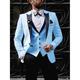 Light Yellow Light Blue White Men's Wedding Party Suits Solid Colored 2 Piece Tailored Fit Single Breasted One-button 2024