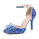 Wedding Shoes for Bride Bridesmaid Women Closed Toe Pointed Toe Silver Blue Colorful PU Pumps With Rhinestone Crystal Stiletto Heel Ankle Strap Wedding Party Valentine's Day Elegant Classic Luxurious