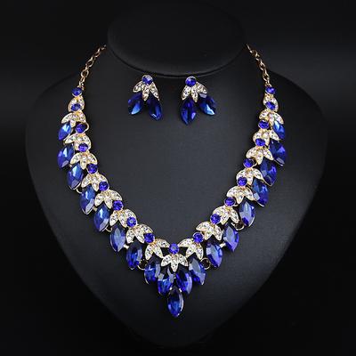 Bridal Jewelry Sets Two-piece Suit Crystal Rhinestone Alloy 1 Necklace Earrings Women's Statement Colorful Cute Fancy Flower irregular Jewelry Set For Party Wedding