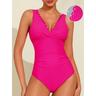 Triangle V-Neck Petal Border One-Piece Swimsuit