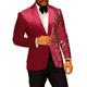 Black Pink Burgundy Men's Party Prom Sparkly Sequin Suits Patterned 2 Piece Sparkle Standard Fit Single Breasted One-button 2024