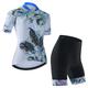 21Grams Women's Cycling Jersey with Bib Shorts Cycling Jersey with Shorts Short Sleeve Mountain Bike MTB Road Bike Cycling White Black Green Graphic Floral Botanical Bike Clothing Suit 3D Pad