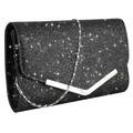 Women's Clutch Bags PU Leather for Evening Bridal Wedding Party with Glitter Solid Color Glitter Shine in Black Silver Pink