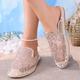 Women's Sandals Flats Boho Bohemia Beach Flat Sandals Espadrilles Daily Walking Floral Cut-out Summer Sequin Flower Flat Heel Round Toe Casual Bohemia Satin Mesh Gold flower white disc gold disc