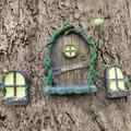 Miniature Fairy Home Window and Door for Trees Cute Miniature Fairy Garden Cute Tree Decoration Garden Door Creative Luminous Tree Decor Fairy Door Decor Accessories for Wall and Outdoor Trees