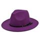 Women Belt Buckle Wool Fedora Hat Classic Wide Brim Floppy Felt Panama Hat Punk Gothic Classic Chic Style