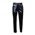 Men's Trousers Faux Leather Pants Casual Pants Front Pocket Plain Comfort Party Daily Holiday Fashion Glitters Silver Black