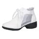 Women's Dance Boots Dance Shoes Stage Practice Outdoor Ankle Boots Lace Splicing Mesh Thick Heel Lace-up White Black Red