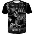 Men's T shirt Tee Halloween Shirt Graphic Skull 3D Round Neck Black Blue Light Grey Dark Gray Gray 3D Print Plus Size Casual Daily Short Sleeve Print Clothing Apparel