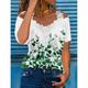 Women's T shirt Tee Blouse Floral Graphic Street Casual Going out T-shirt Sleeve White Purple Green Lace Patchwork Short Sleeve Basic Modern Off Shoulder Regular Fit Summer