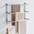 Towel Holder with Hooks,Wall Mounted Stainless Steel 3-Tier Towel Rack Storage Shelf for Bathroom 30cm~70cm Towel Bar Towel Rail Towel Hanger(Matte Black/Chrome)
