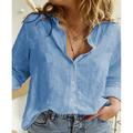 Women's Shirt Solid Color Work Daily Going out White Long Sleeve Basic Casual Shirt Collar Summer Spring