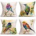 Watercolor Bird Double Side Pillow Cover 4PC Soft Decorative Square Cushion Case Pillowcase for Bedroom Livingroom Sofa Couch Chair