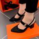 Women's Sandals Block Heel Sandals Ankle Strap Sandals Outdoor Daily Solid Color Summer Block Heel Chunky Heel Pointed Toe Elegant Casual Faux Leather Buckle Almond Black
