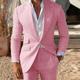 Green Black Pink Men's Linen Suits Summer Beach Wedding Suits 2 Piece Solid Colored Tailored Fit Single Breasted One-button 2024