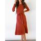 Women's Sweater Dress Knit Dress Jumper Dress Midi Dress Knitwear Fashion Daily Pure Color Outdoor Daily Vacation Going out Crew Neck Long Sleeve Tie Front Ruched 2023 Regular Fit Black Red Green S M