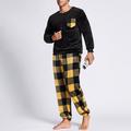 Men's Loungewear Sleepwear Pajama Set Pajama Top and Pant 2 Pieces Plaid Stylish Casual Comfort Home Daily Flannel Comfort Crew Neck Long Sleeve Pullover Jogger Pants Elastic Waist Summer Spring