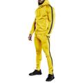 Men's Tracksuit Sweatsuit Zip Hoodie Sweatshirt Hoodie Jacket Jogging Suits Black Yellow Navy Blue Royal Blue Light Grey Hooded Stripes Drawstring 2 Piece Sports Outdoor Sports Streetwear