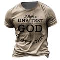 Fathers Day Mens Graphic Shirt Tee Christian Shirts Letter Crew Neck Clothing Apparel 3D Print Outdoor Daily Short Sleeve Fashion Designer Vintage Took Dna Test And God My T-Shirt Tan Cotton