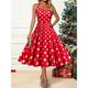 Women's Winter Dress A Line Dress PolkaDotDress Polka Dot Backless Print Halter Neck Midi Dress Party Date Sleeveless Fall Winter