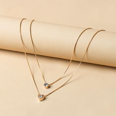 1PC Chain Necklace Layered Necklace For Women's Crystal Clear Wedding Party Evening Daily Crystal Alloy Heart