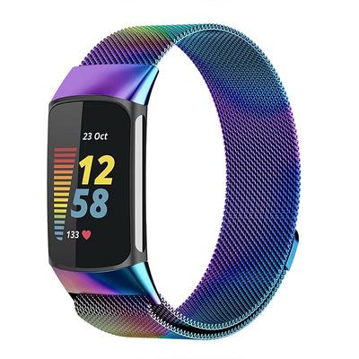 1 pcs Smart Watch Band for Fitbit Charge 5 Stainless Steel Smartwatch Strap Magnetic Adjustable Milanese Loop Charge 5 Replacement Wristband