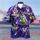 Rock Cat Parrot Neon Color Men's Resort Hawaiian 3D Printed Shirt Button Up Short Sleeve Summer Shirt Vacation Daily Wear S TO 3XL