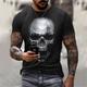 Skull Casual Mens 3D Shirt For Halloween Black Summer Cotton Men'S Unisex Tee Graphic Prints Round Neck 3D Zero Two Plus Size Daily Short