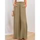 Women's Wide Leg Linen Pants Pants Trousers Cotton Linen Shamrock Side Pockets Wide Leg Full Length Fashion Casual Daily Black White S M Spring Summer