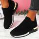Women's Trainers Athletic Shoes Sneakers Plus Size Flyknit Shoes White Shoes Outdoor Daily Solid Color Solid Colored Wedge Heel Round Toe Sporty Casual Minimalism Running Walking Tissage Volant Loafer