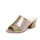 Women's Slippers Bling Bling Shoes Plus Size Sparkling Shoes Solid Color Summer Sparkling Glitter Chunky Heel Peep Toe Glitter Loafer Silver Black Gold