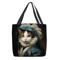 Women's Tote Shoulder Bag Canvas Tote Bag Polyester Shopping Holiday Print Large Capacity Foldable Lightweight Cat 3D Rainbow