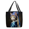 Women's Tote Shoulder Bag Canvas Tote Bag Polyester Shopping Holiday Print Large Capacity Foldable Lightweight Cat 3D Rainbow