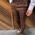 Men's Trousers Chinos Jogger Pants Plaid Dress Pants Side Pockets Plaid Checkered Lattice Stretch Soft Business Daily Fashion Streetwear Black White Stretchy