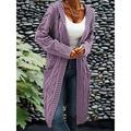Women's Cardigan Hooded Cable Knit Polyester Pocket Knitted Fall Winter Regular Outdoor Daily Going out Fashion Streetwear Casual Long Sleeve Solid Color Wine Army Green Purple S M L