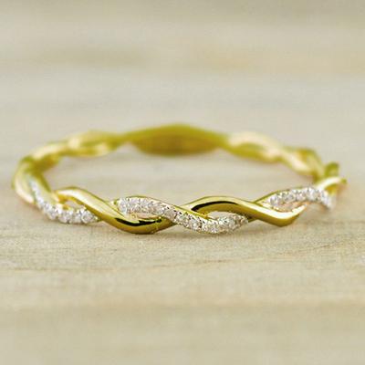 diamond twist ring couple ring simple fashion ladies jewelry