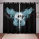 2 Panels Blackout Curtains Skull Printed Thermal Insulated Curtains for Bedroom Living Room Geometric Grommet Window Drapes Curtain Drapes