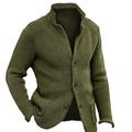 Men's Cardigan Sweater Cropped Sweater Knit Sweater Ribbed Knit Regular Button Up Knitted Plain Stand Collar Vintage Warm Ups Casual Daily Wear Clothing Apparel Fall Winter Army Green caramel S M L