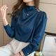 Women's Shirt Blouse Satin Plain Work Black Long Sleeve Daily Business Mature Turtleneck High Neck Spring Fall