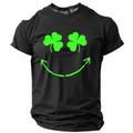 Graphic Shamrock Smile Face Daily Designer Casual Men's 3D Print T shirt Tee Sports Outdoor Holiday Going out St. Patrick T shirt Black Pink Light Grey Short Sleeve Crew Neck Shirt Spring Summer