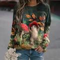 Women's Plus Size Sweatshirt Pullover Graphic Animal Street Casual Green Sports Basic Round Neck Long Sleeve Top Micro-elastic Fall Winter