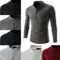 Men's T shirt Tee Henley Shirt Long Sleeve Shirt Plain Henley Casual Holiday Long Sleeve Button-Down Clothing Apparel Fashion Lightweight Big and Tall Gentleman